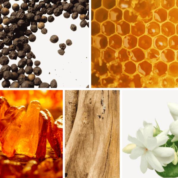 Duftnoten: Pfeffer, Honig, Ambra, Sandelholz, Jasmin